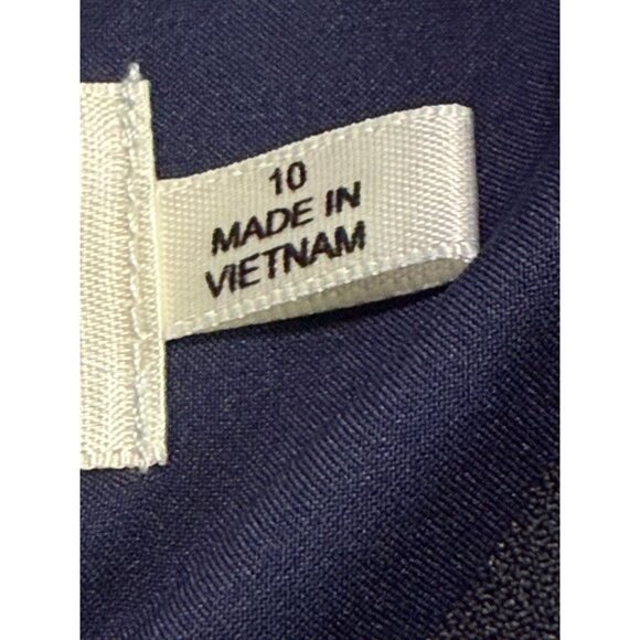 Eliza J Navy Lace-Up Neckline Sheath Dress Lined Side Slits Size-12 - Picture 4 of 10